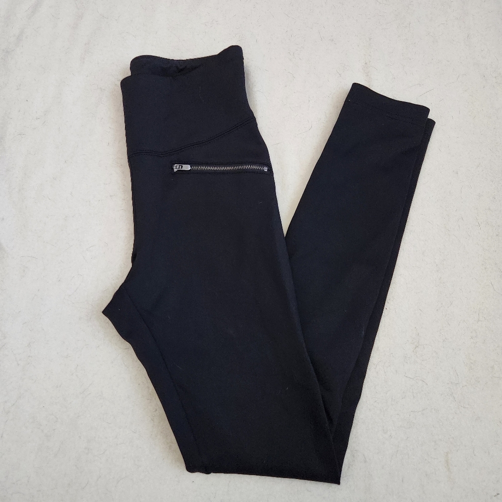 White House Black Market Black Zipper Runway Leggings Size 4
